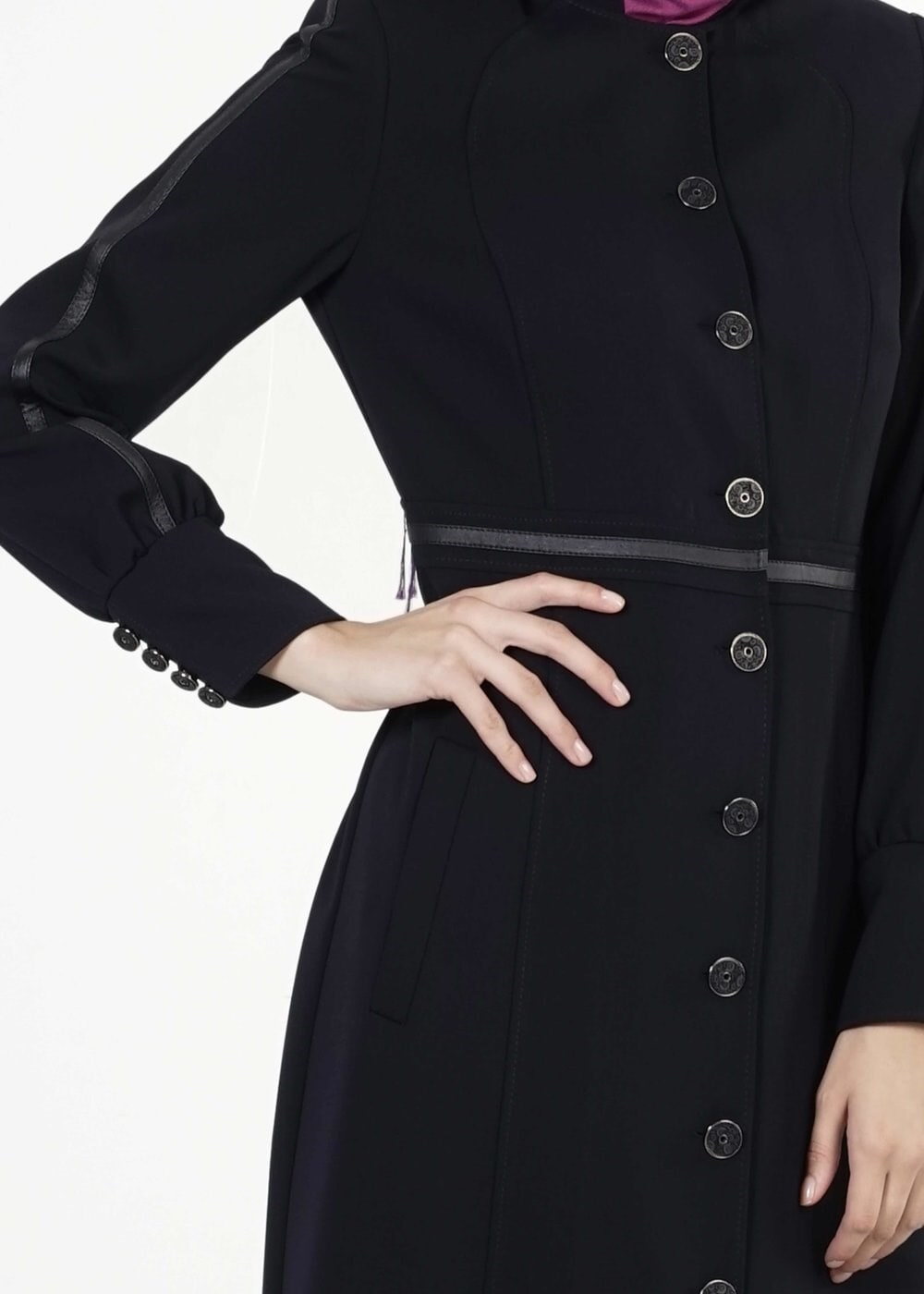 Tesettür giyim LACİVERT DÜĞMELİ PARDESÜ 1663 