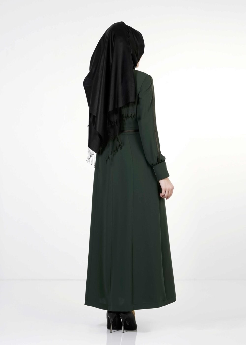 Tesettür giyim YEŞİL DÜĞMELİ PARDESÜ 1663 