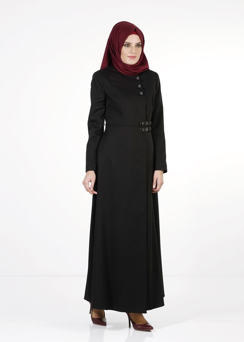 Tesettür giyim SİYAH DÜĞMELİ PARDESÜ 1666 