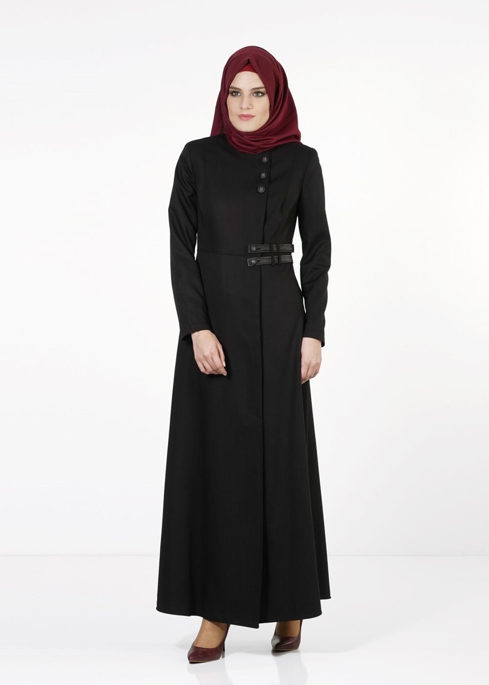 Tesettür giyim SİYAH DÜĞMELİ PARDESÜ 1666 