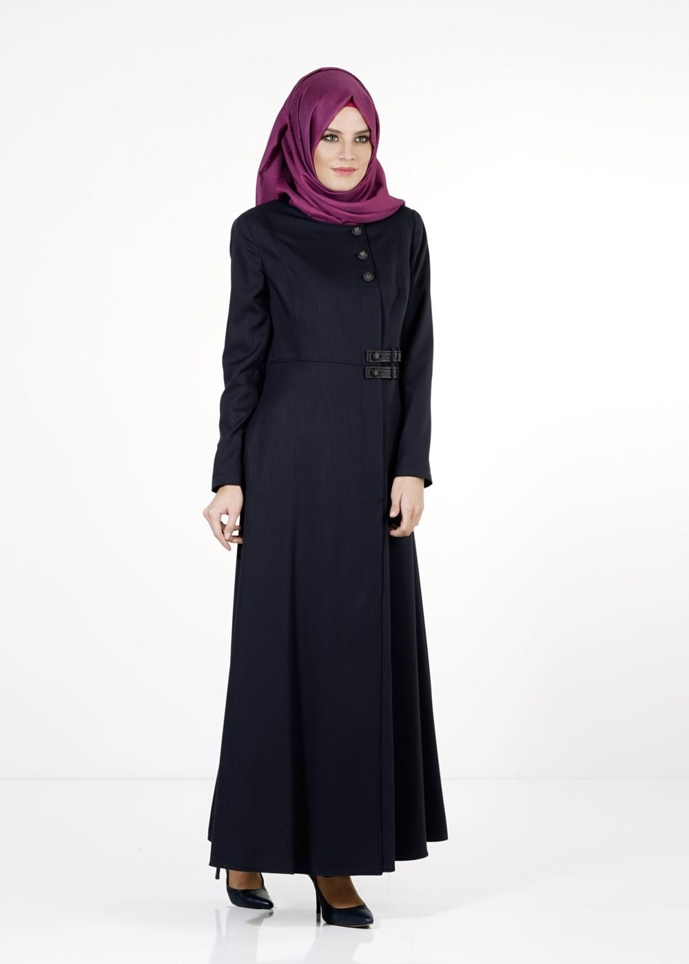 Tesettür giyim LACİVERT DÜĞMELİ PARDESÜ 1666 