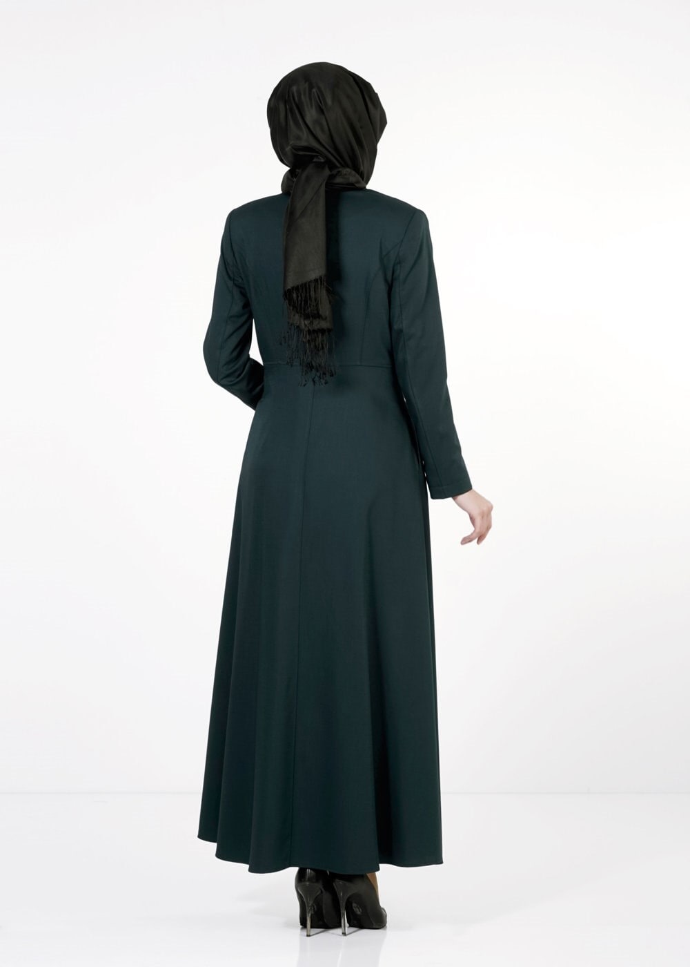Tesettür giyim YEŞİL DÜĞMELİ PARDESÜ 1666 