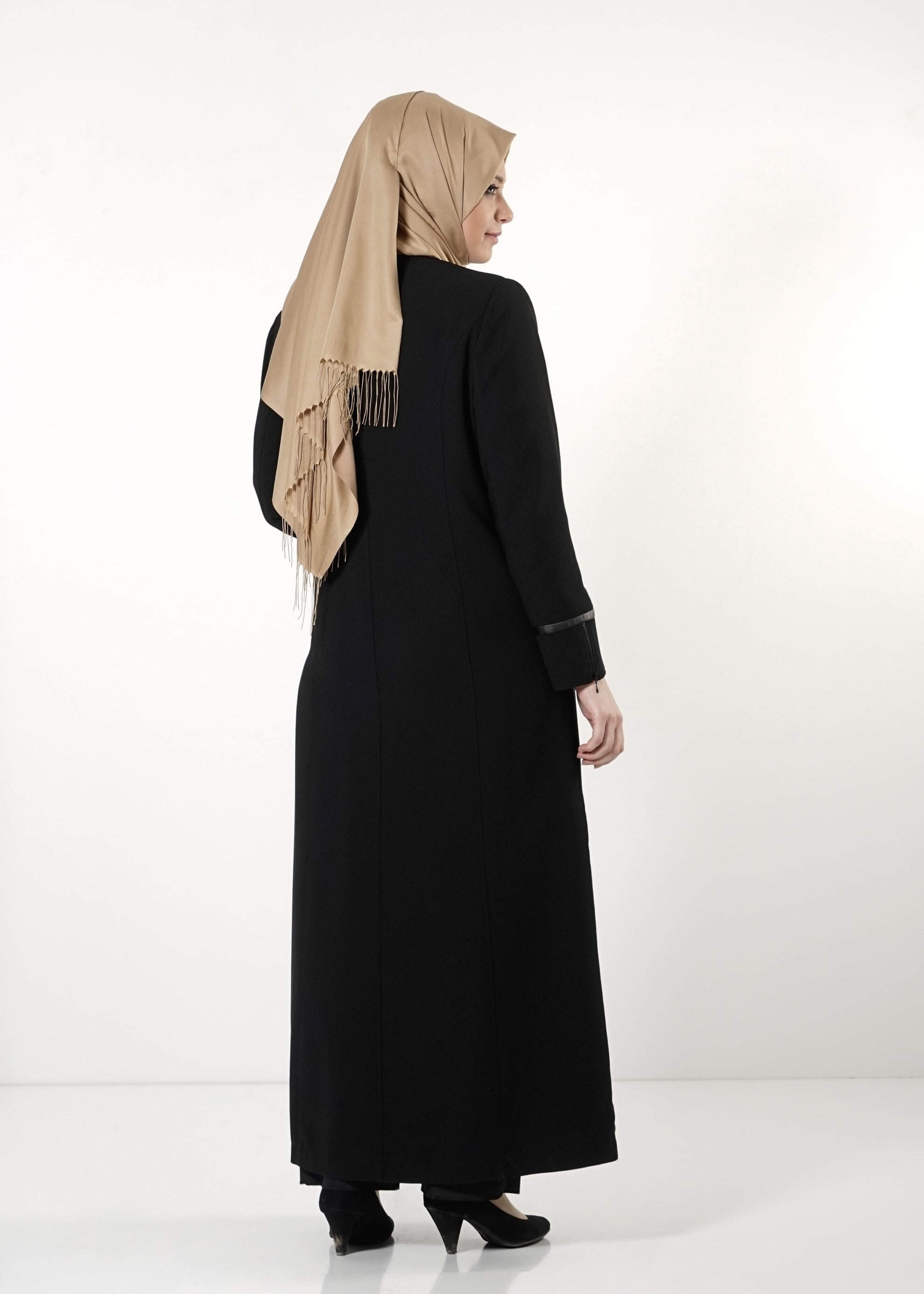 Vêtements hijab NOIR PARDESSUS ZIPPÉ 1672