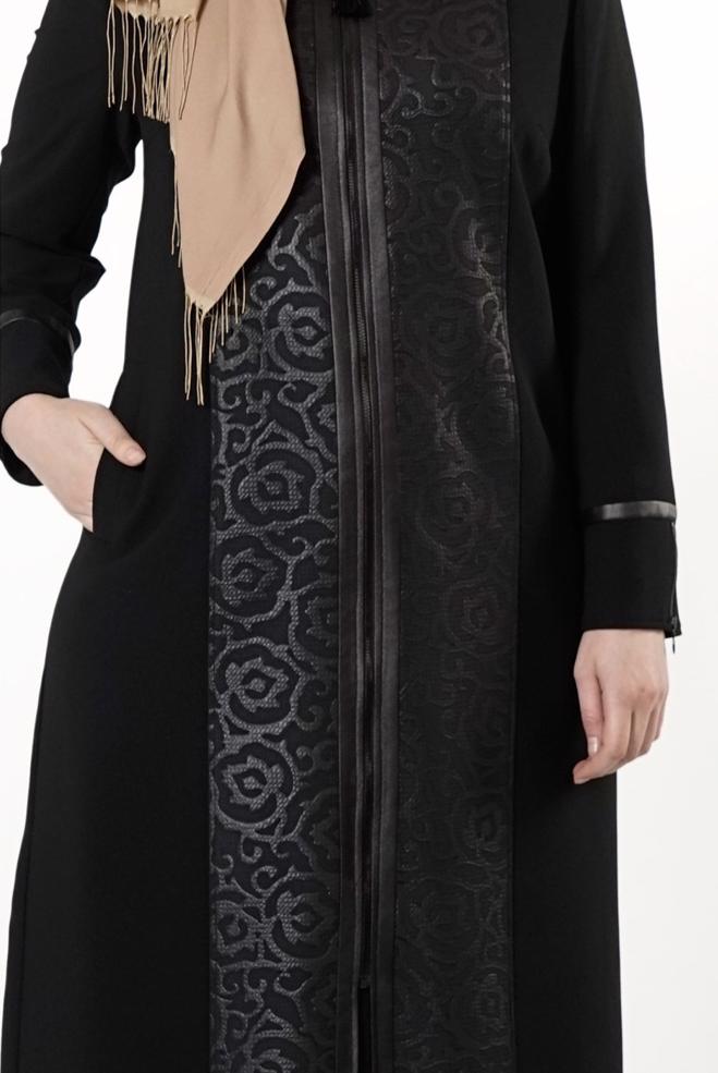 Vêtements hijab NOIR PARDESSUS ZIPPÉ 1672 - ALVİNA