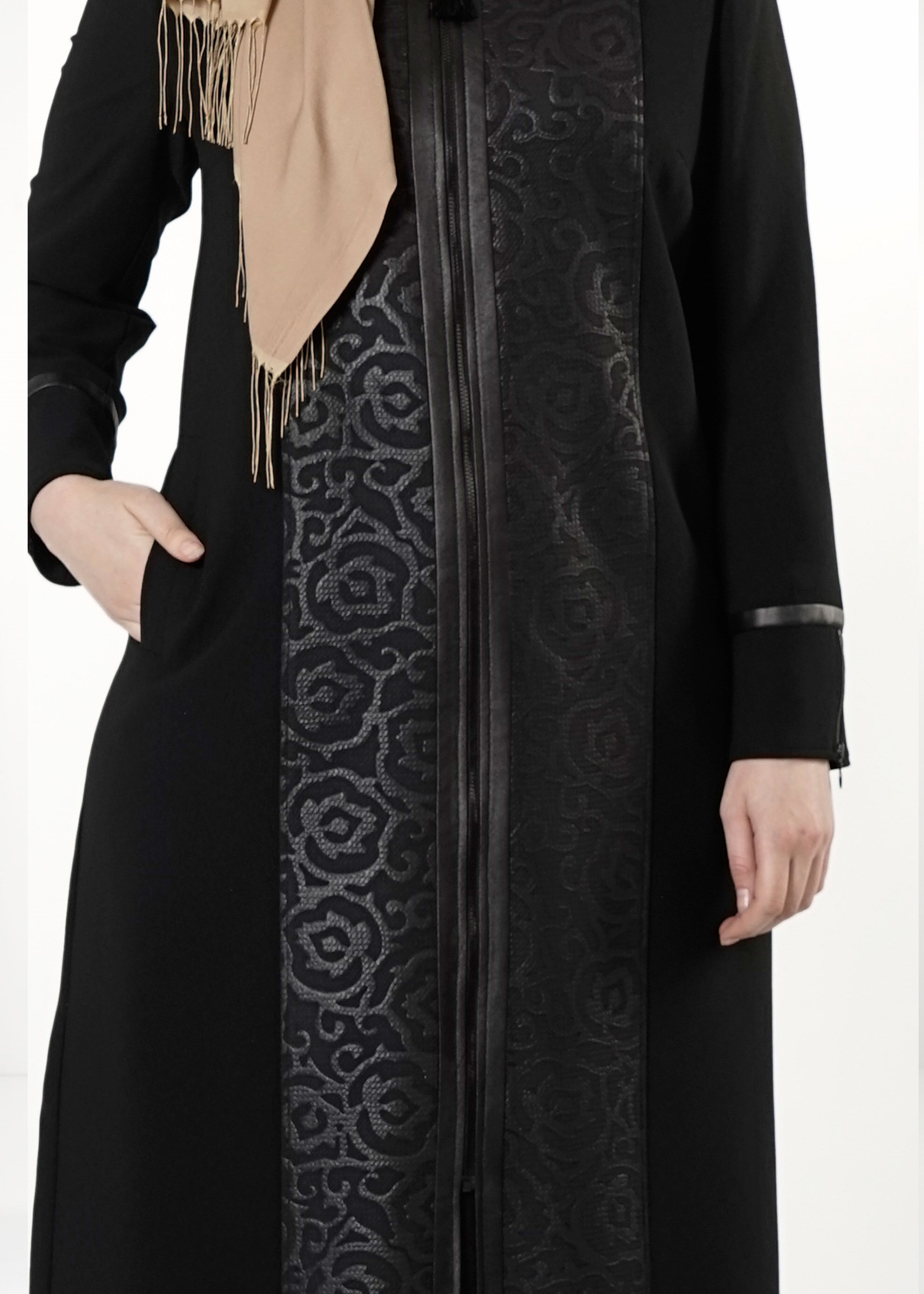 Vêtements hijab NOIR PARDESSUS ZIPPÉ 1672