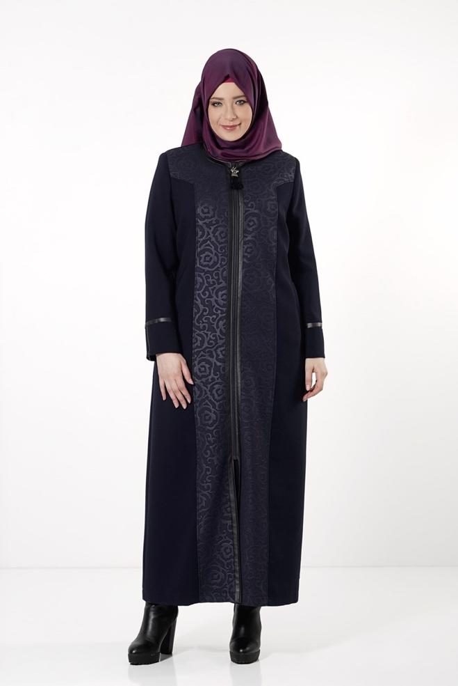 Vêtements hijab BLEU MARINE PARDESSUS ZIPPÉ 1672 - ALVİNA