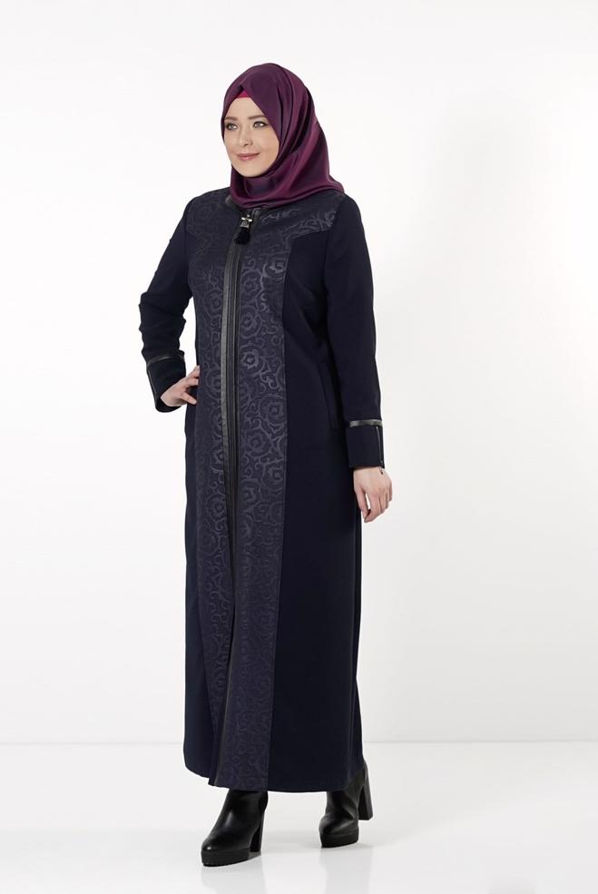 Vêtements hijab BLEU MARINE PARDESSUS ZIPPÉ 1672 - ALVİNA