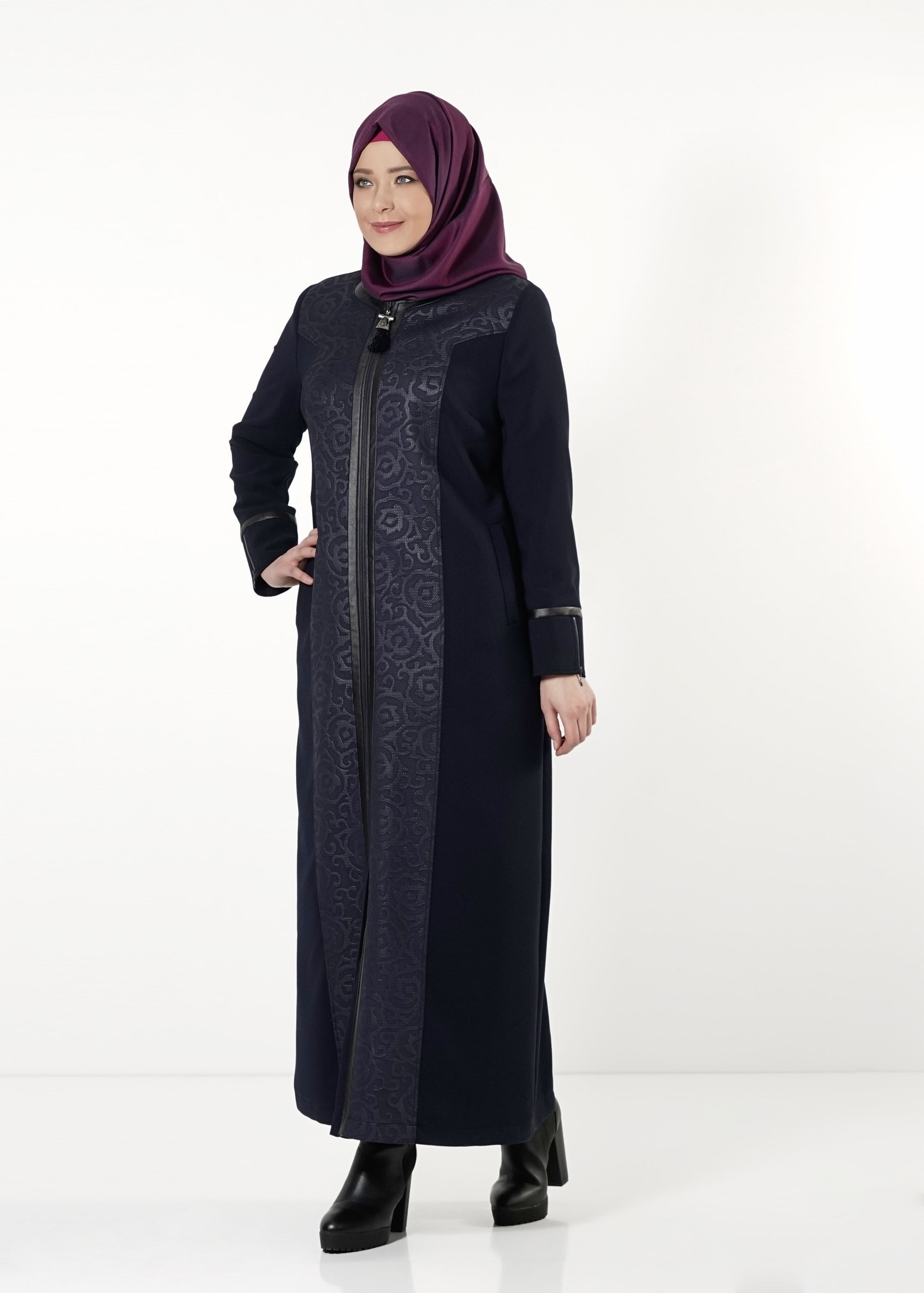 Vêtements hijab BLEU MARINE PARDESSUS ZIPPÉ 1672