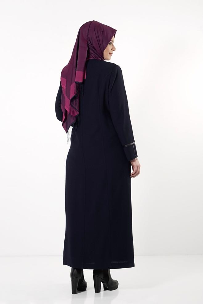 Vêtements hijab BLEU MARINE PARDESSUS ZIPPÉ 1672 - ALVİNA