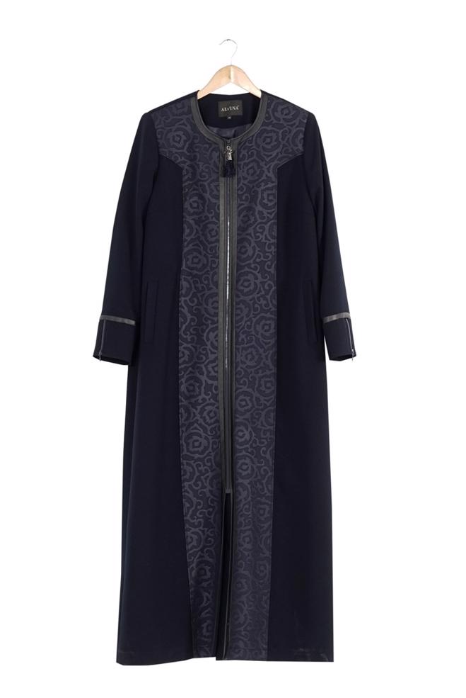 Vêtements hijab BLEU MARINE PARDESSUS ZIPPÉ 1672 - ALVİNA