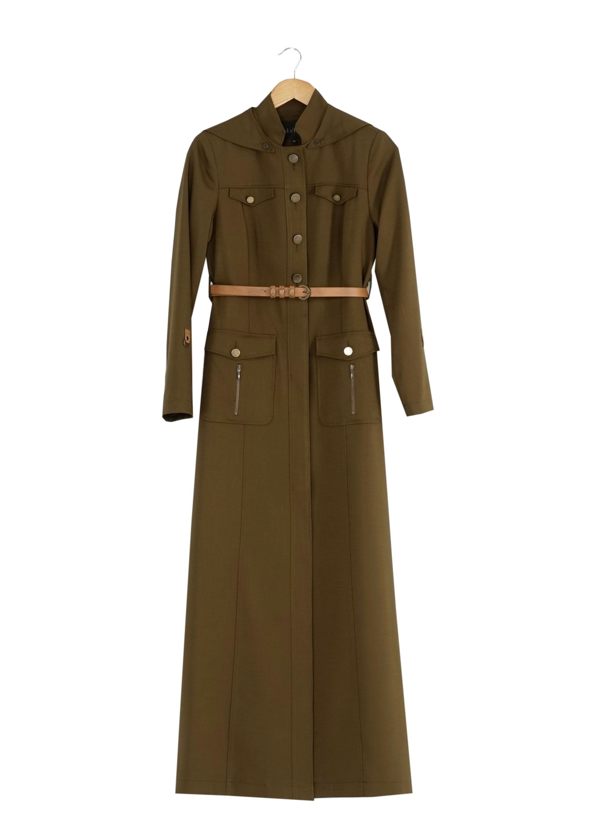 Tesettür giyim HAKİ CEPLİ PARDESÜ 1676