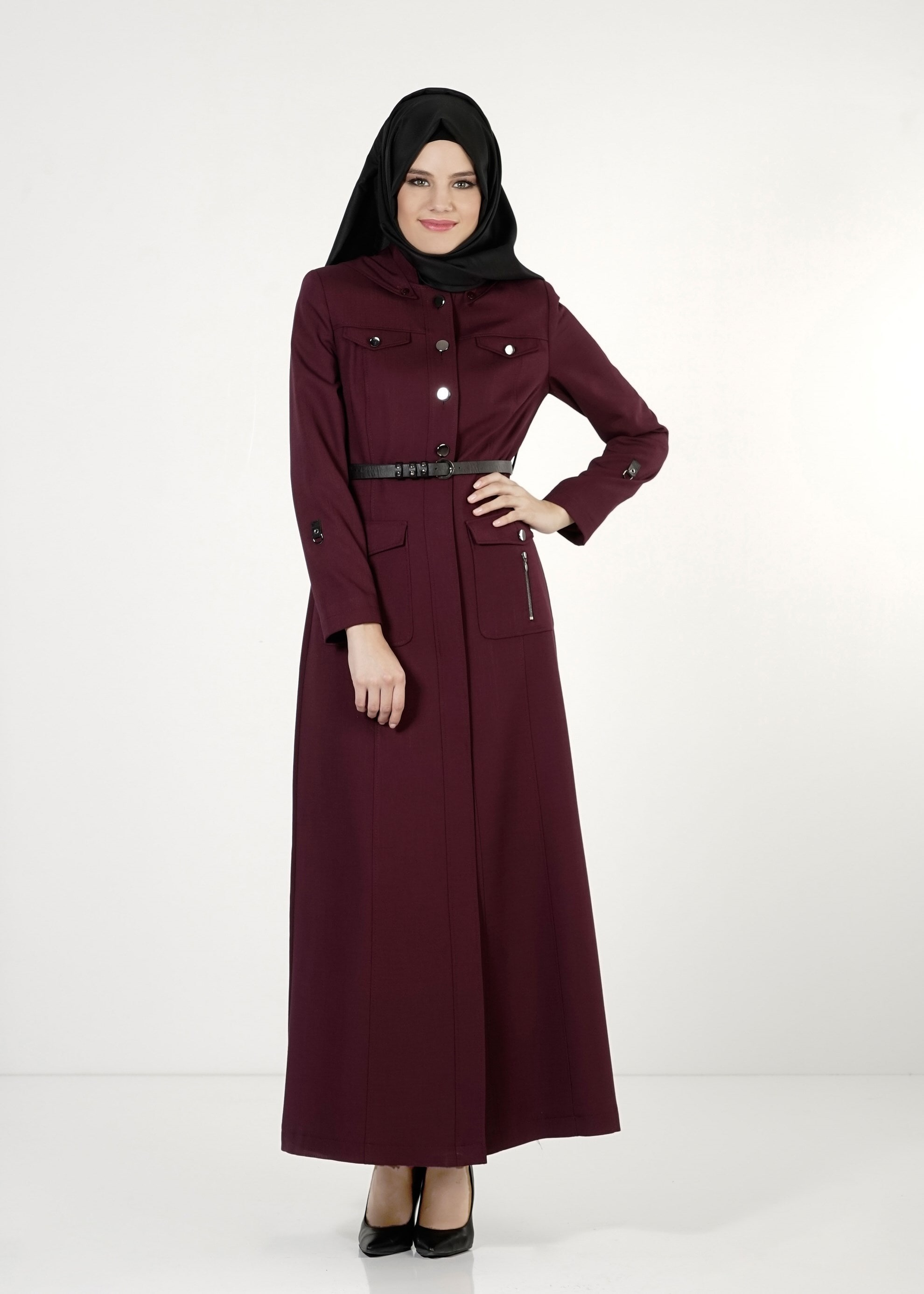 Tesettür giyim MÜRDÜM CEPLİ PARDESÜ 1676
