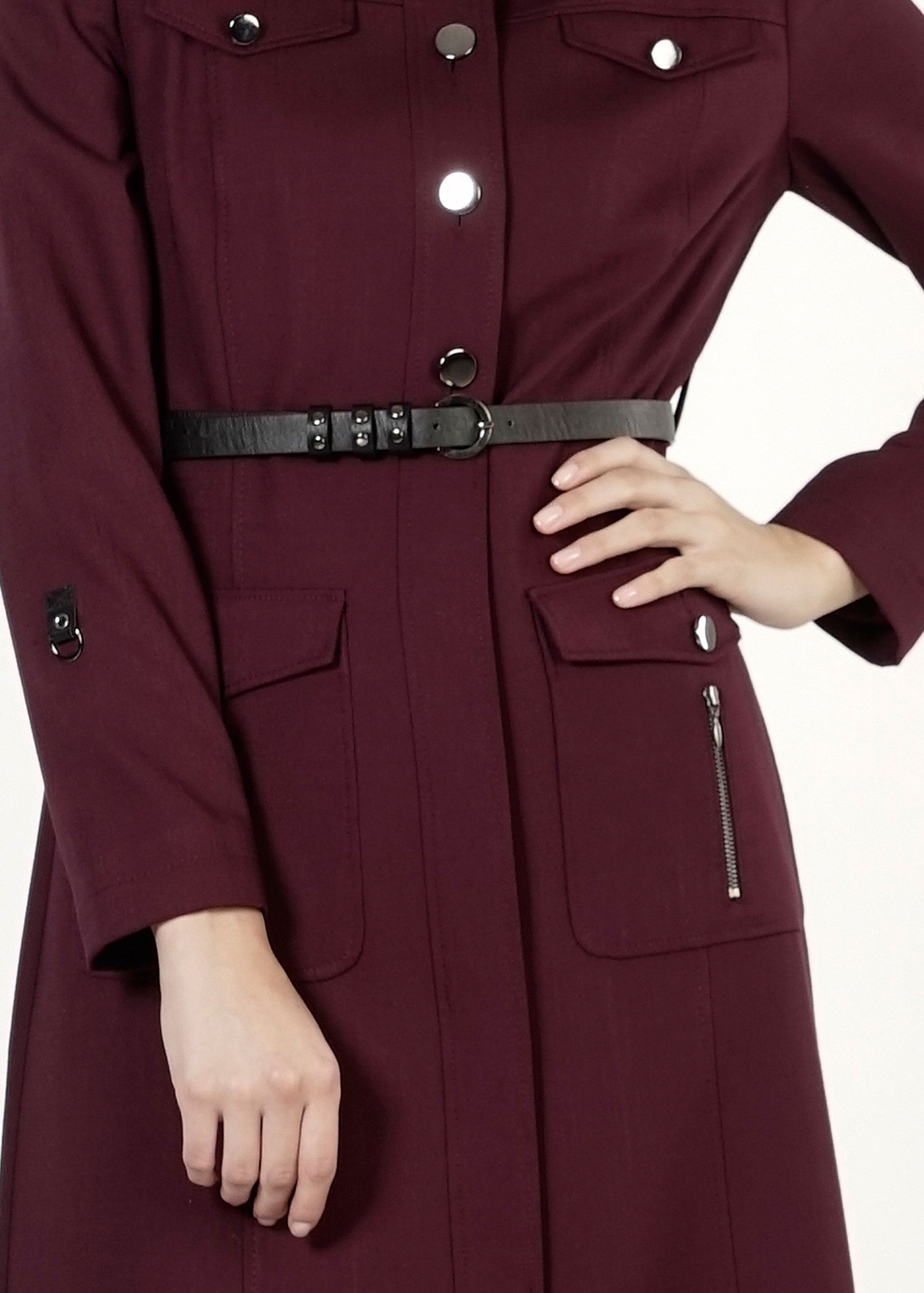 Tesettür giyim MÜRDÜM CEPLİ PARDESÜ 1676