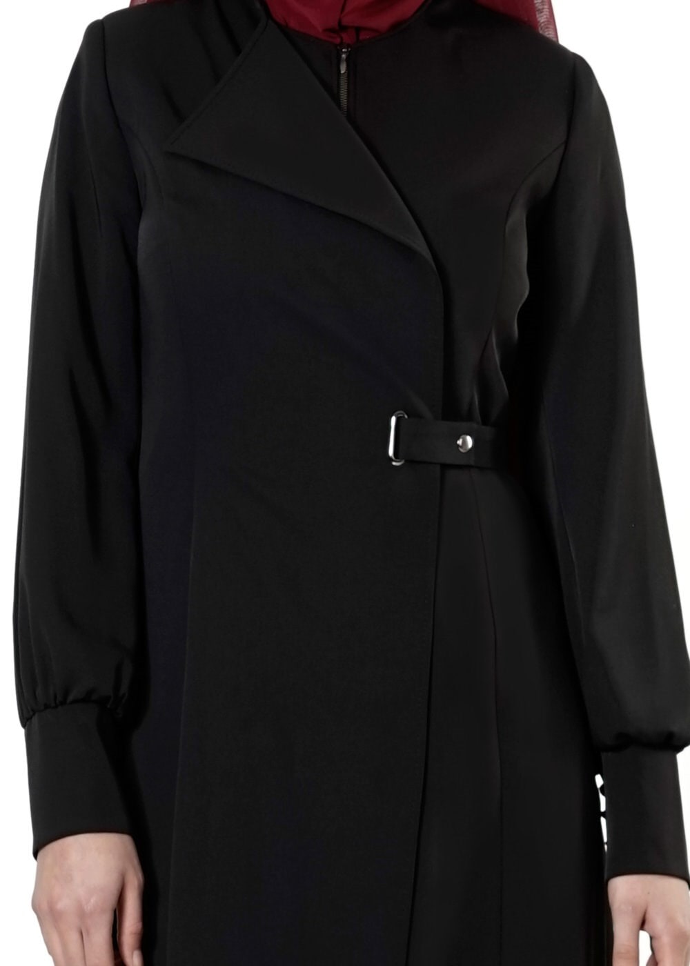 Tesettür giyim SİYAH KEMERLİ PARDESÜ 1677 