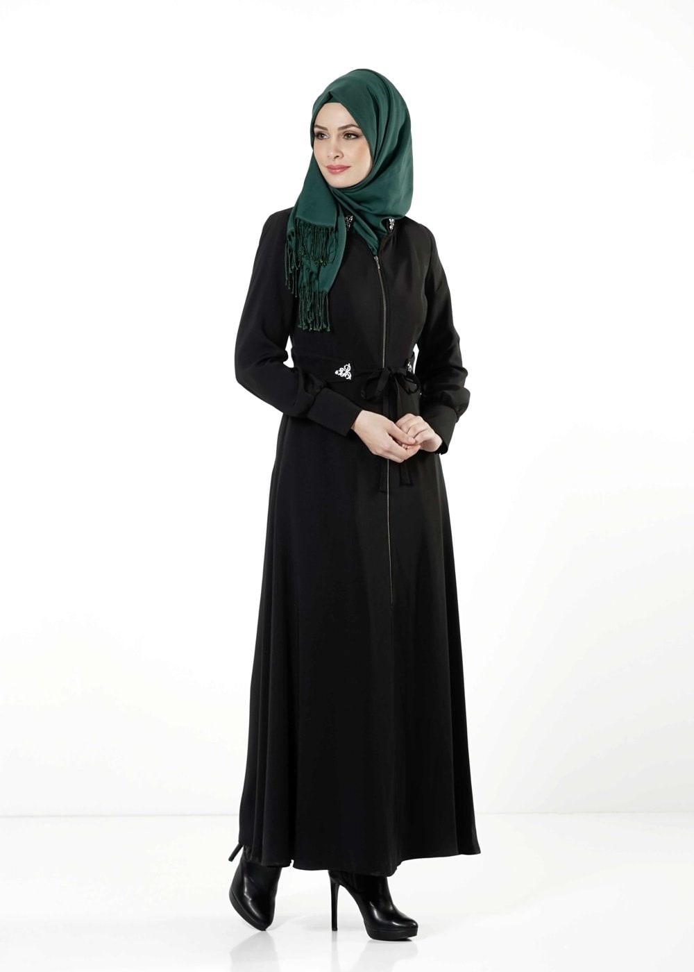 Tesettür giyim SİYAH ÖNDEN BAĞLAMALI PARDESÜ 1678