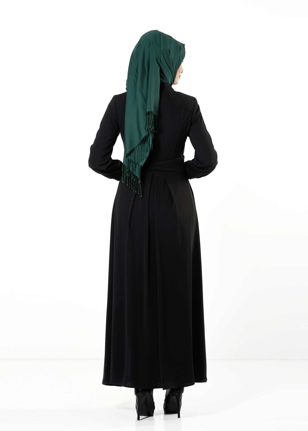 Tesettür giyim SİYAH ÖNDEN BAĞLAMALI PARDESÜ 1678