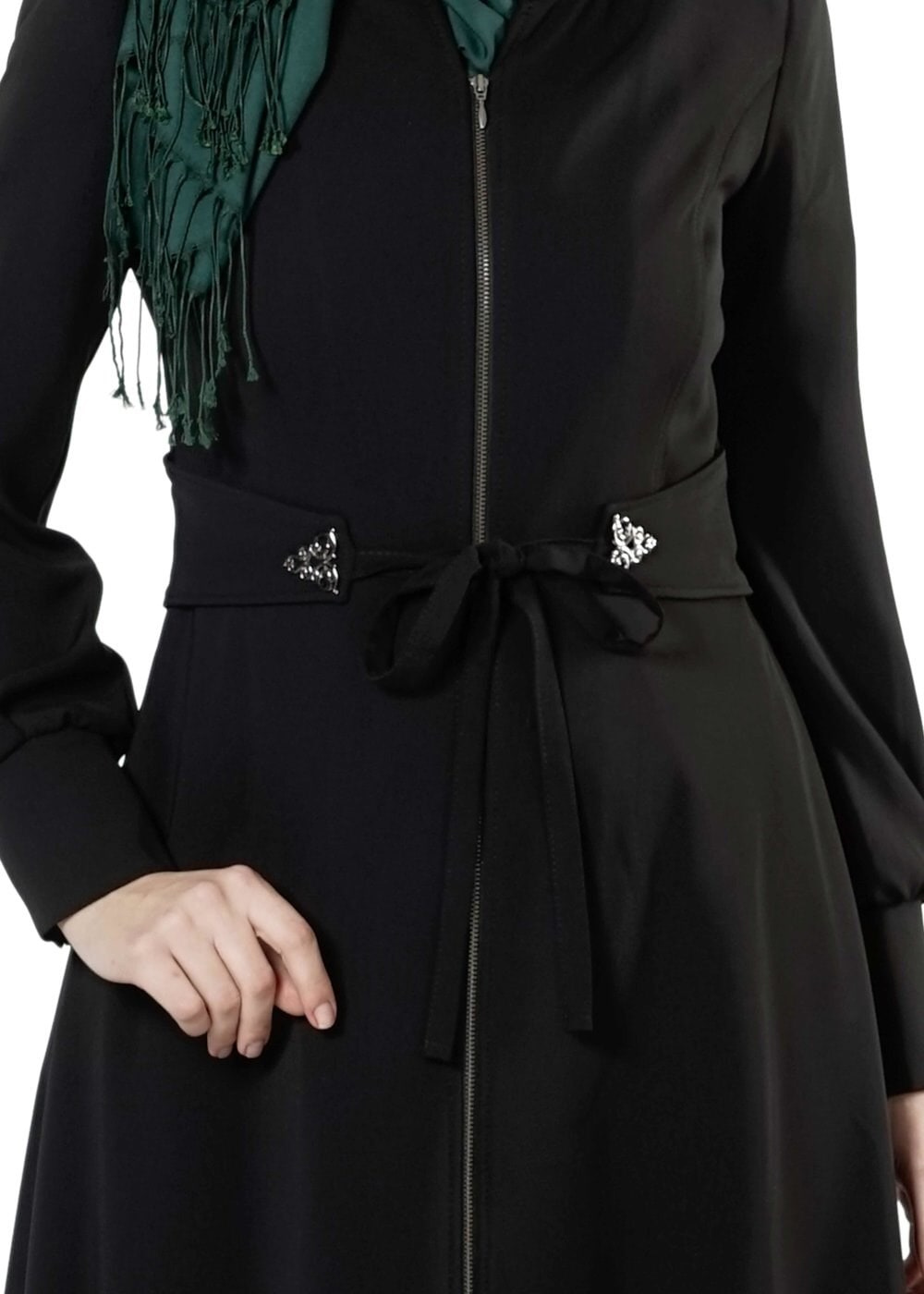 Tesettür giyim SİYAH ÖNDEN BAĞLAMALI PARDESÜ 1678