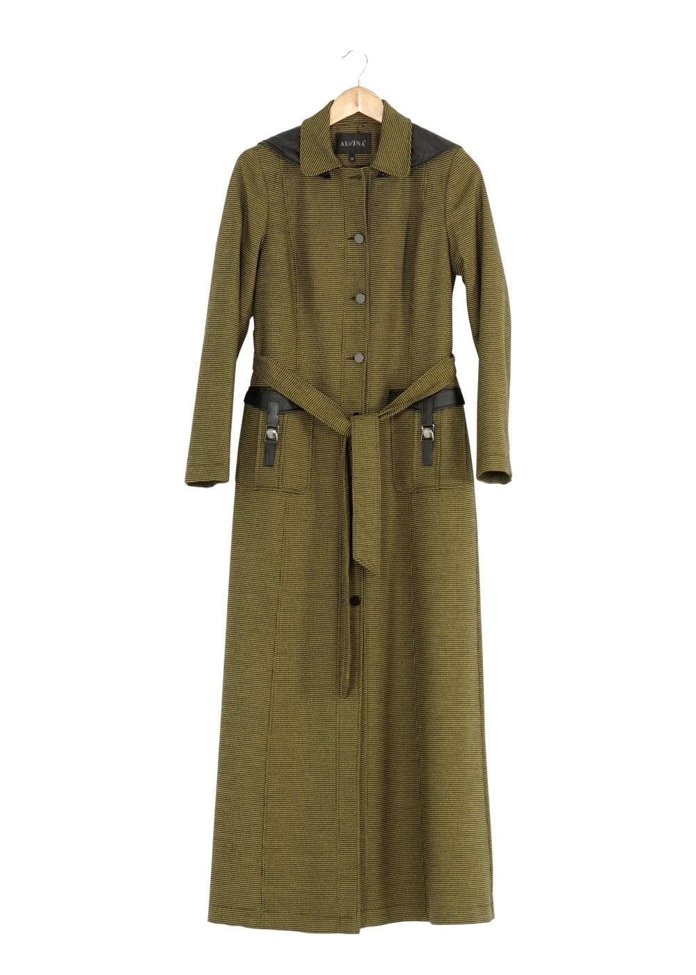 Tesettür giyim YEŞİL KUŞAKLI KAPÜŞONLU PARDESÜ 1680 