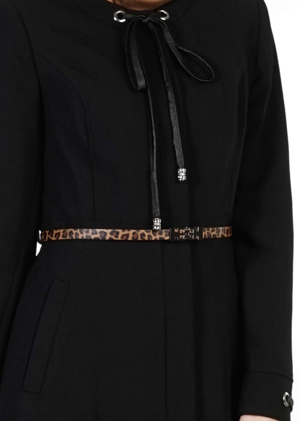 Tesettür giyim SİYAH BAĞLAMA DETAYLI PARDESÜ 1683 