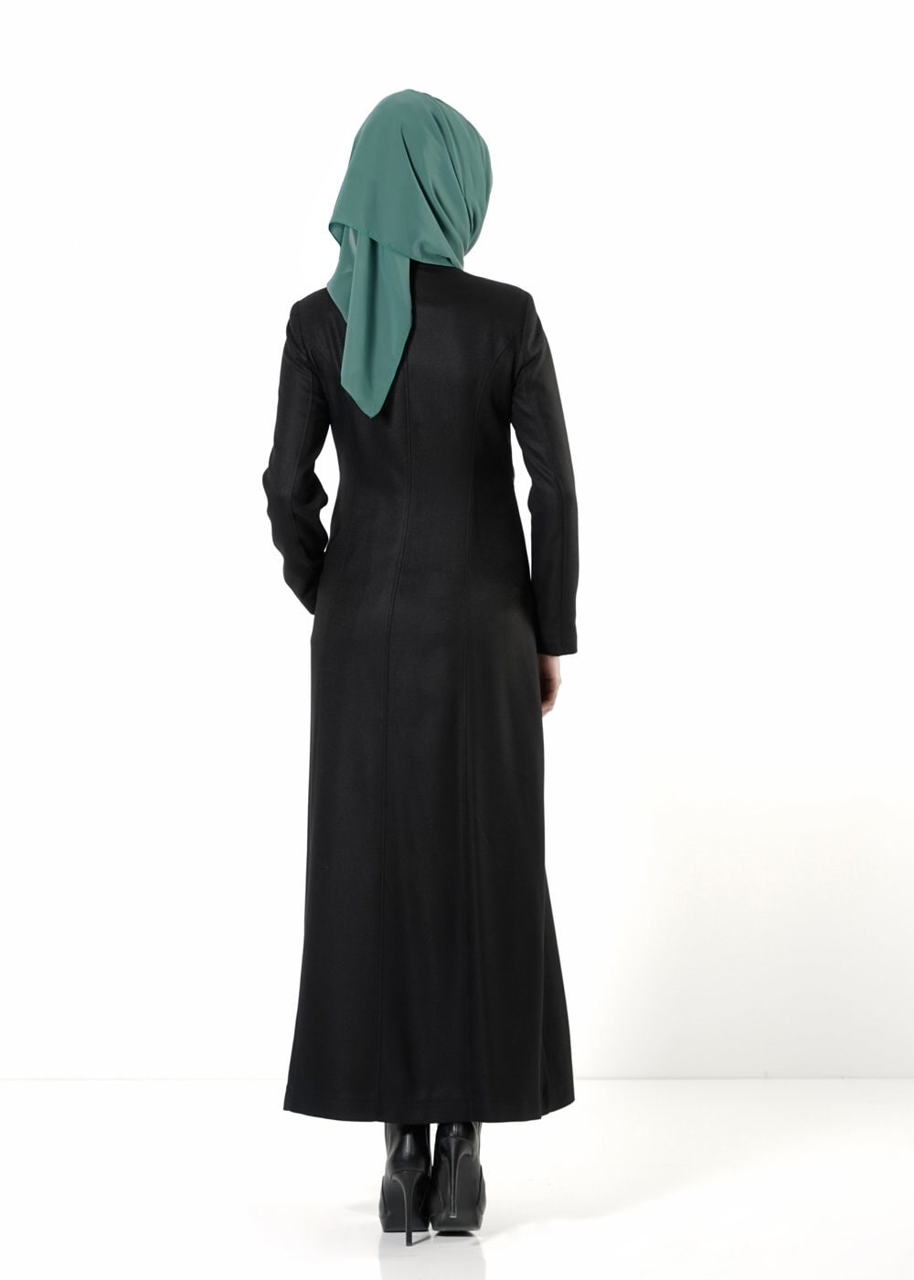 Tesettür giyim SİYAH BELDEN BAĞLAMALI PARDESÜ 1692 