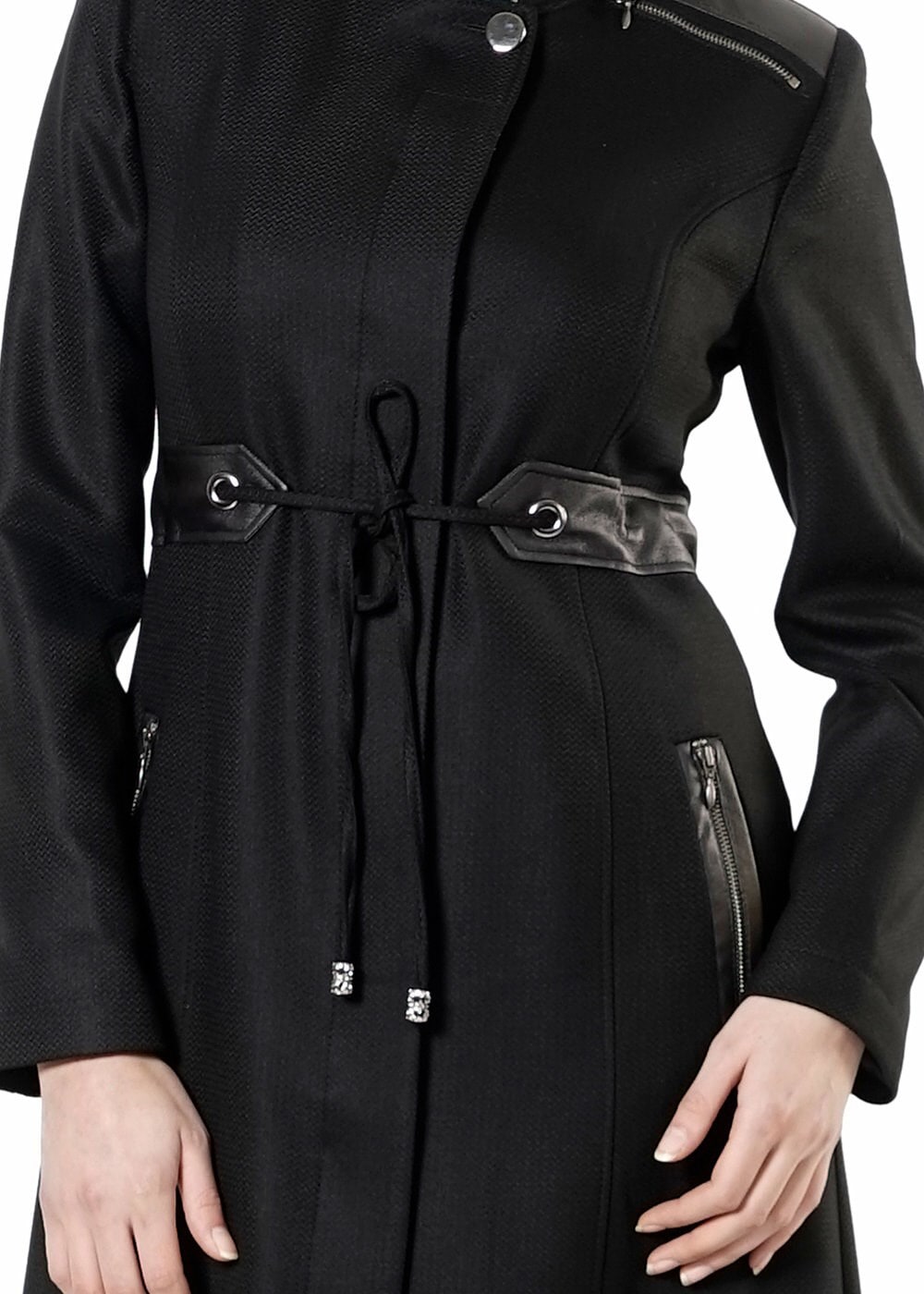 Tesettür giyim SİYAH BELDEN BAĞLAMALI PARDESÜ 1692 