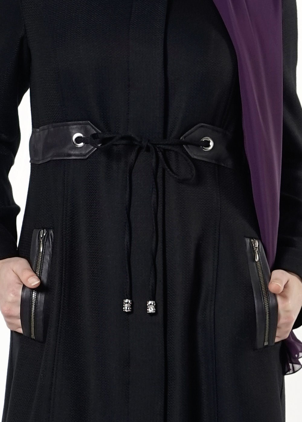 Tesettür giyim LACİVERT BELDEN BAĞLAMALI PARDESÜ 1692 