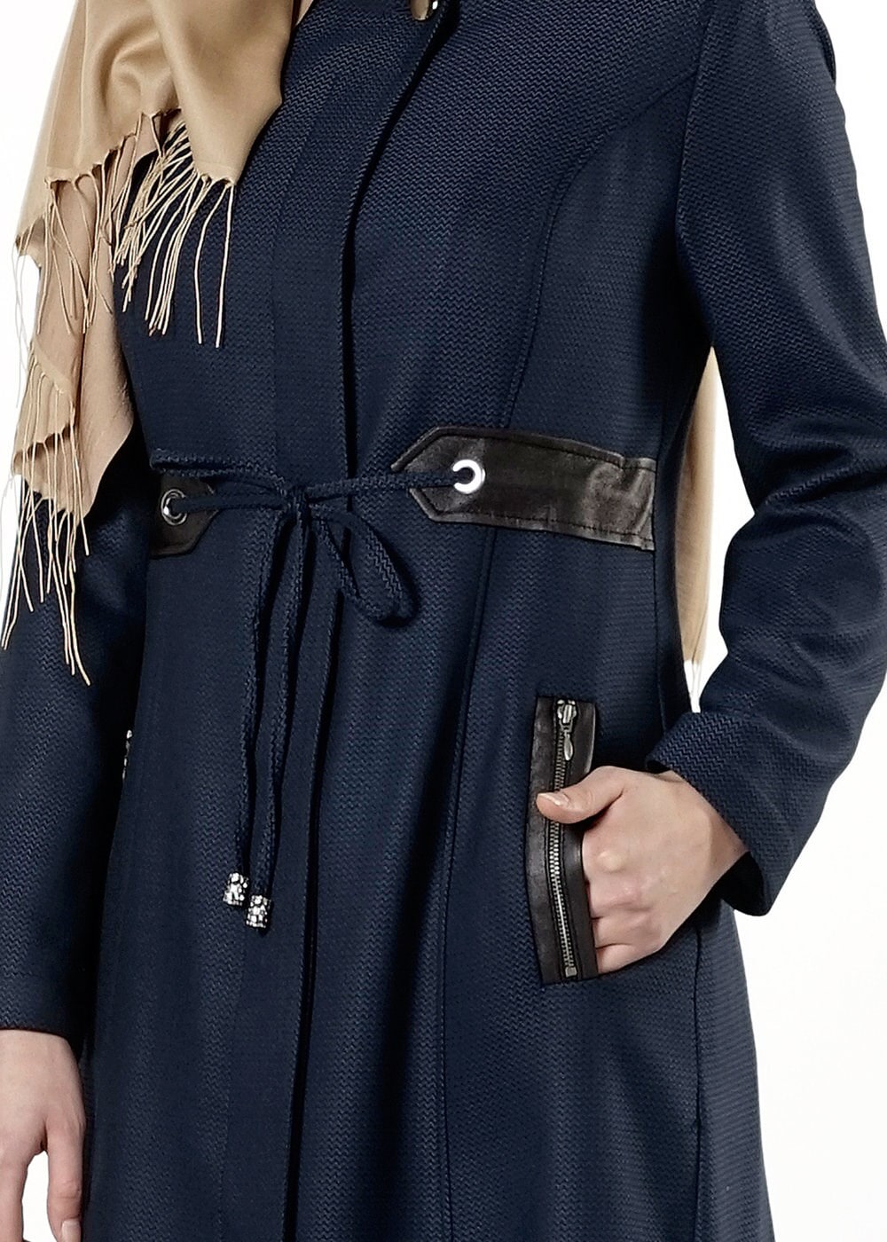 Tesettür giyim LACİVERT BELDEN BAĞLAMALI PARDESÜ 1692 