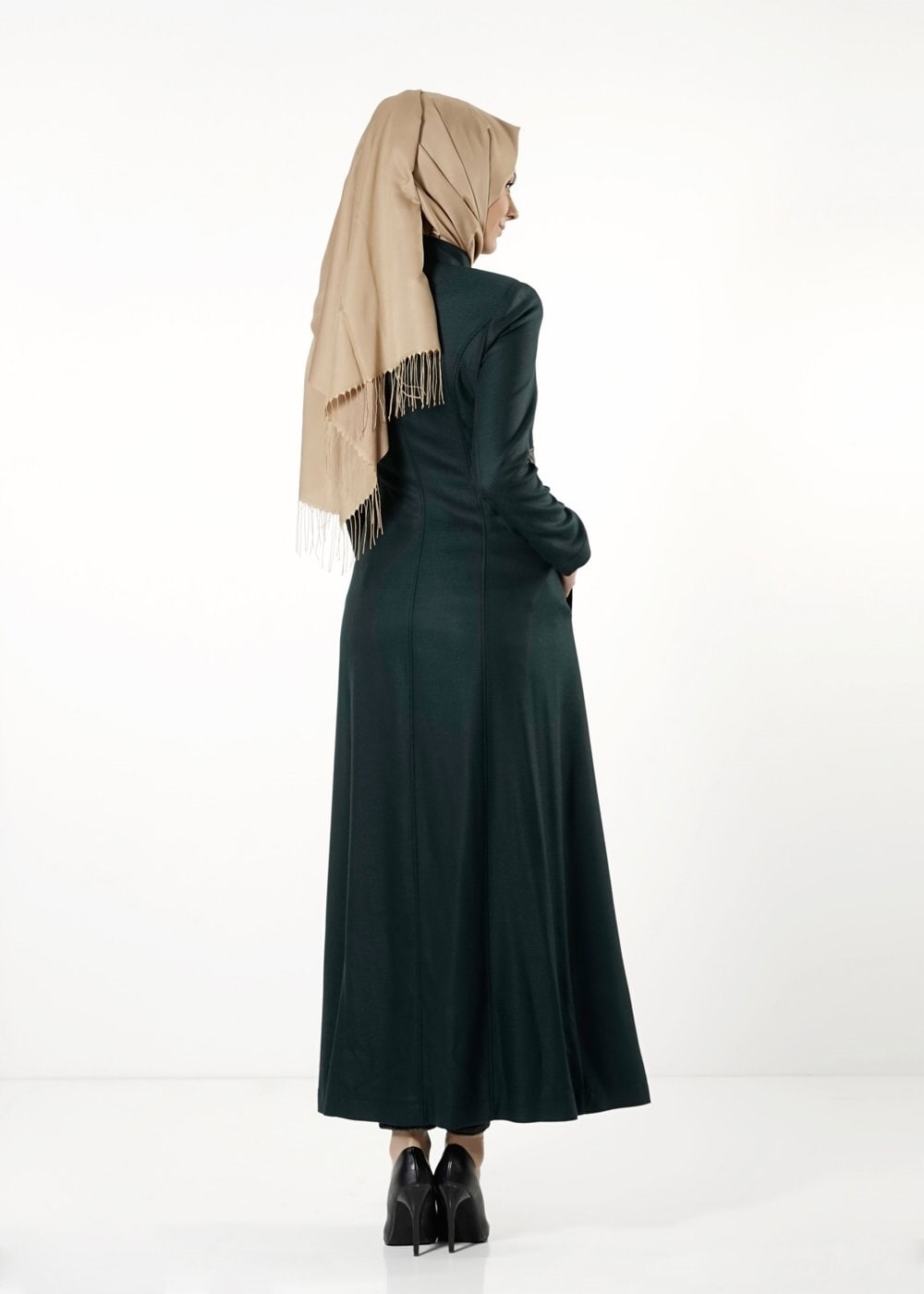 Tesettür giyim YEŞİL BELDEN BAĞLAMALI PARDESÜ 1692 