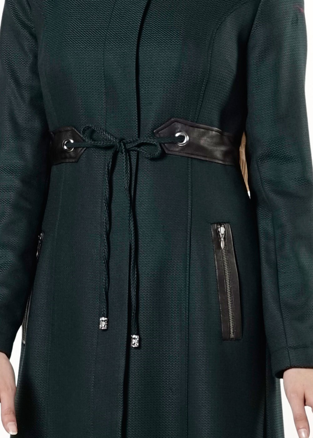 Tesettür giyim YEŞİL BELDEN BAĞLAMALI PARDESÜ 1692 