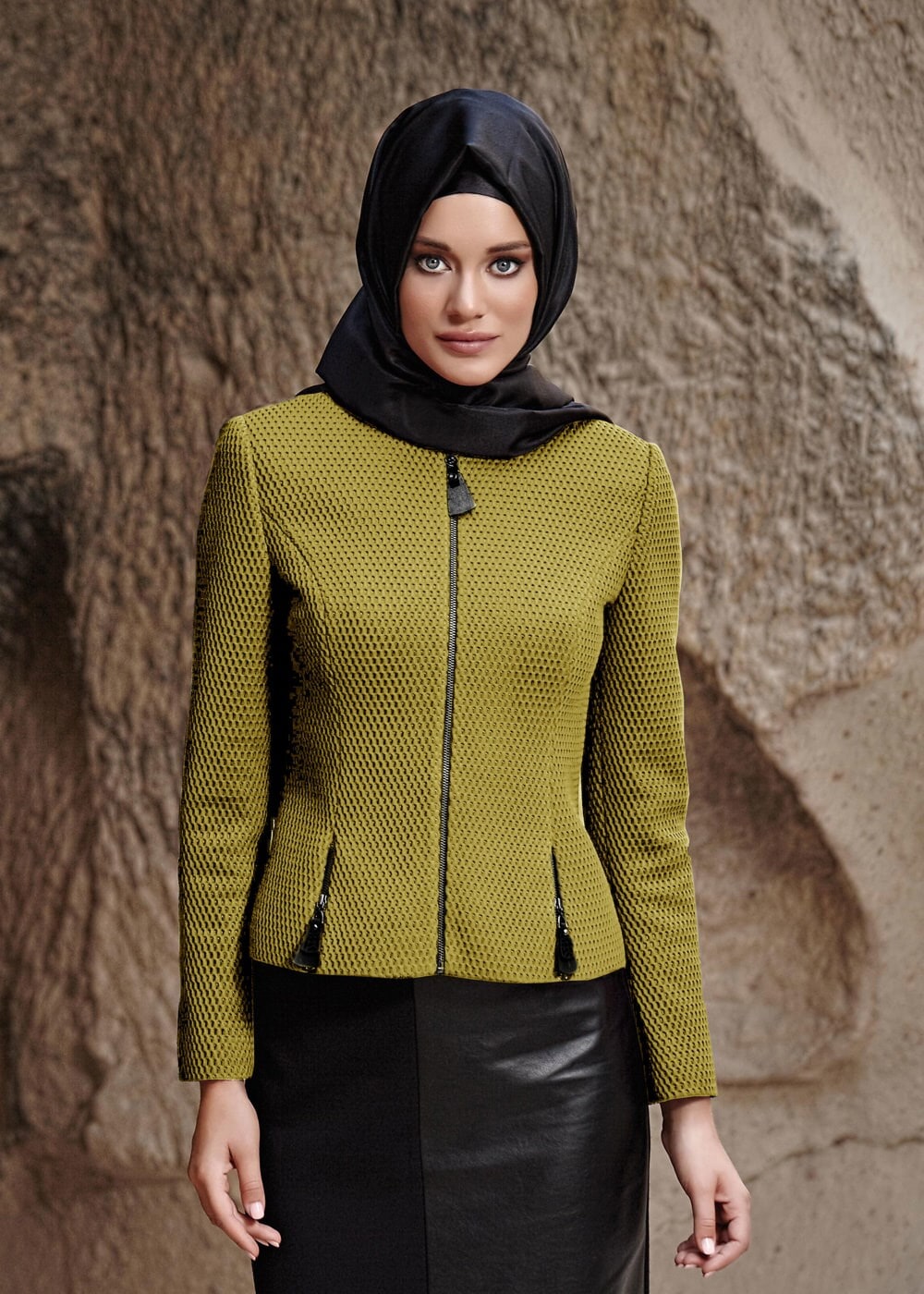 Tesettür giyim YEŞİL 3186E ETEKLİ TAKIM