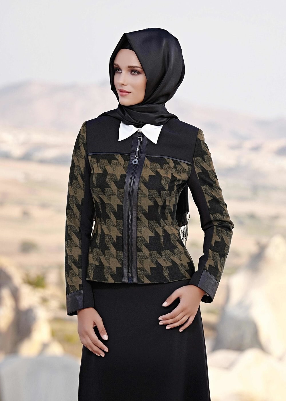 Tesettür giyim KAHVE 3191E ETEKLİ TAKIM