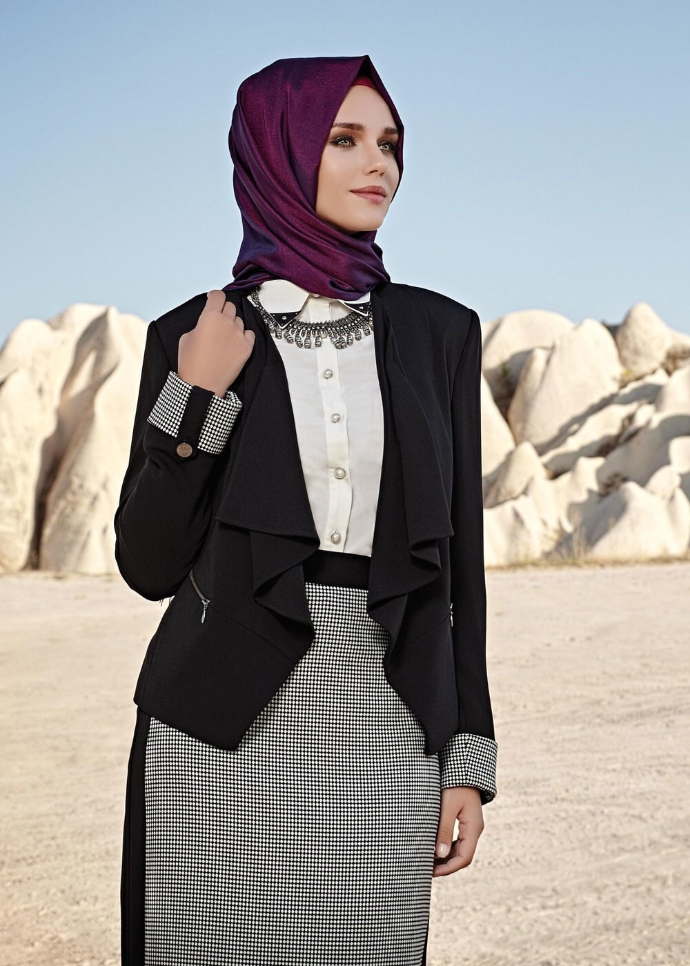 Tesettür giyim SİYAH 3194E ETEKLİ TAKIM