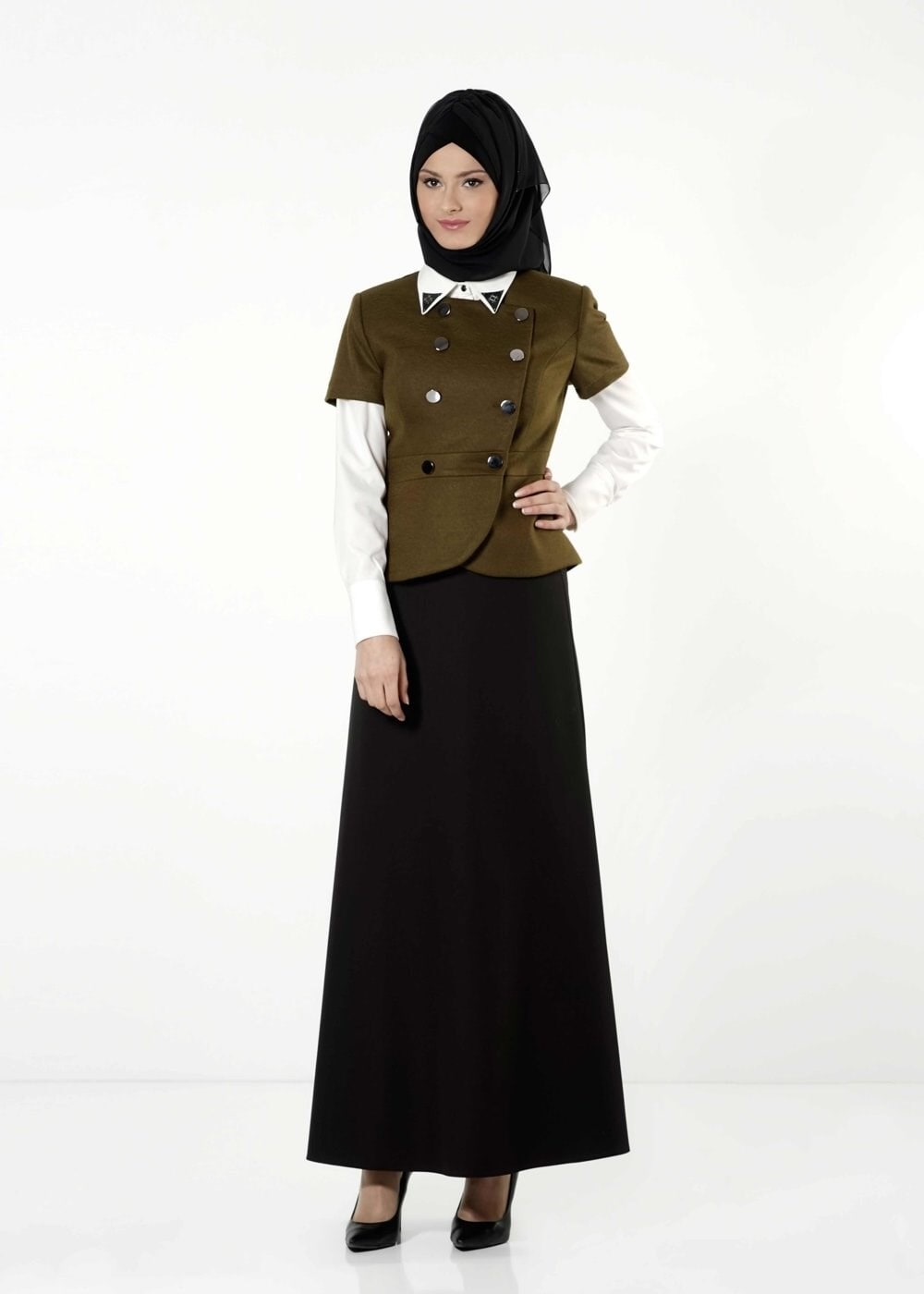 Tesettür giyim YEŞİL 3203E TAKIM