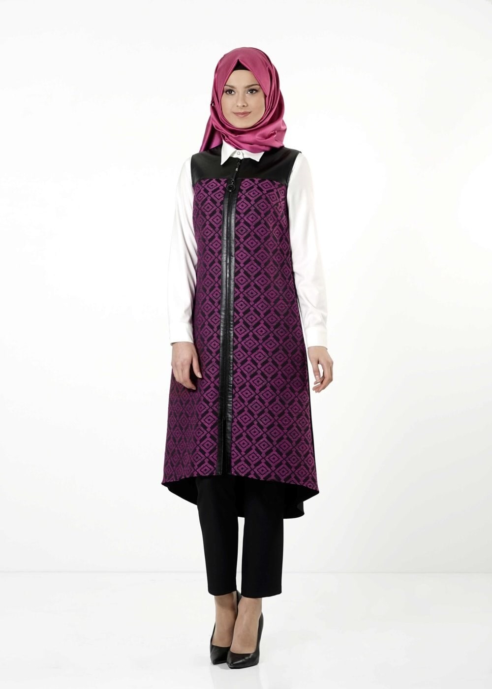 Tesettür giyim FUŞYA 3161P TAKIM