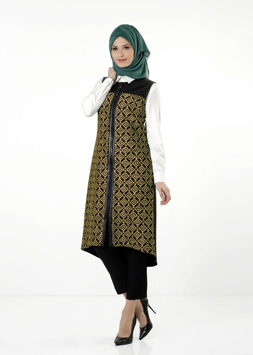Tesettür giyim YEŞİL 3161P TAKIM