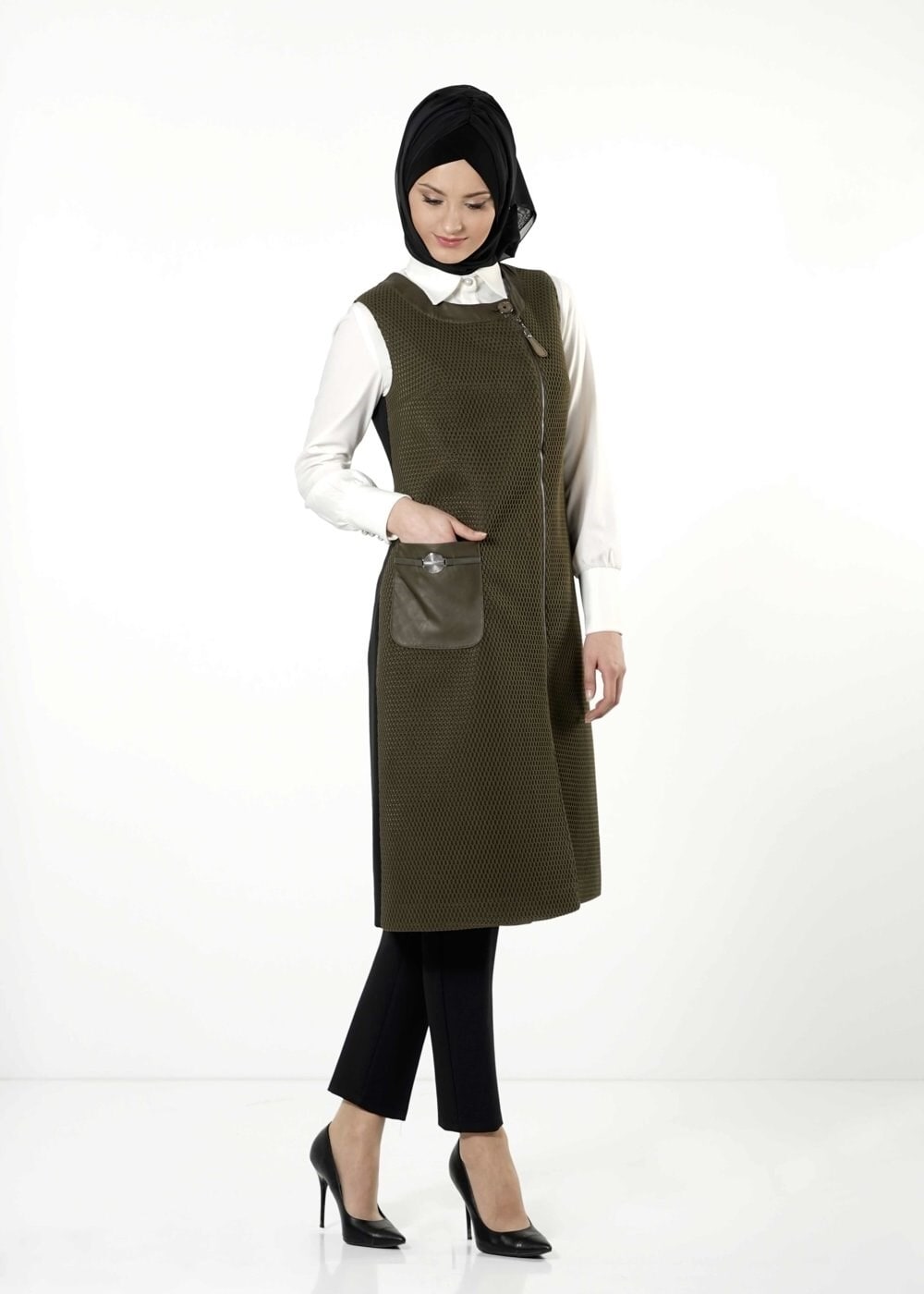 Tesettür giyim HAKİ 3171P TAKIM