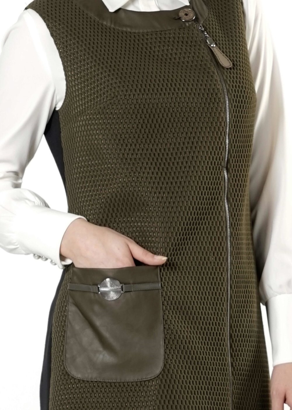 Tesettür giyim HAKİ 3171P TAKIM