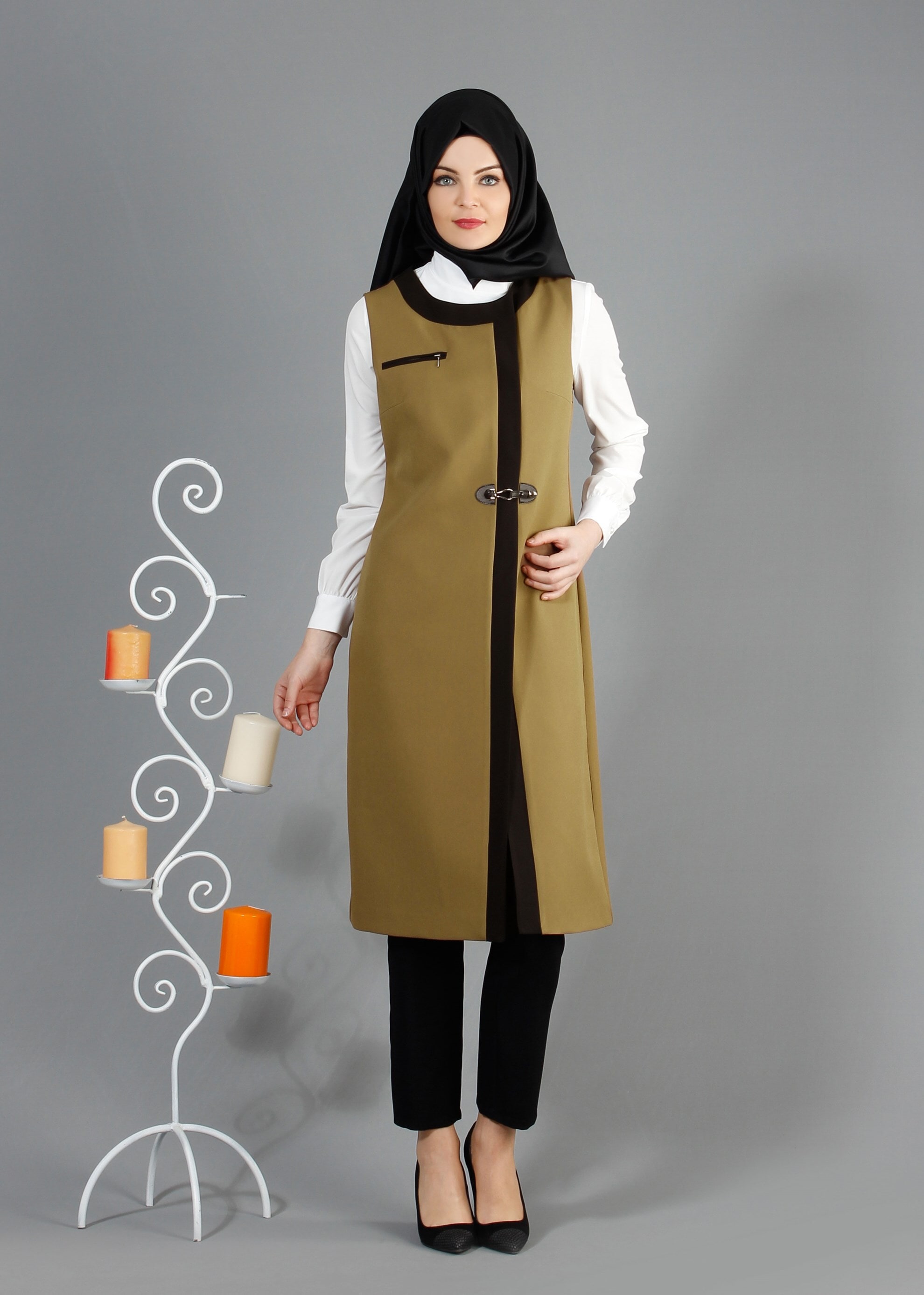 Tesettür giyim KAHVE 3172P TAKIM