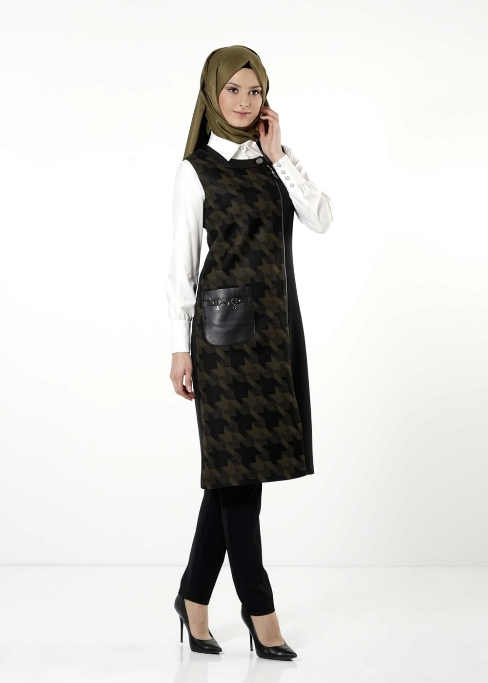 Tesettür giyim HAKİ 3173P TAKIM