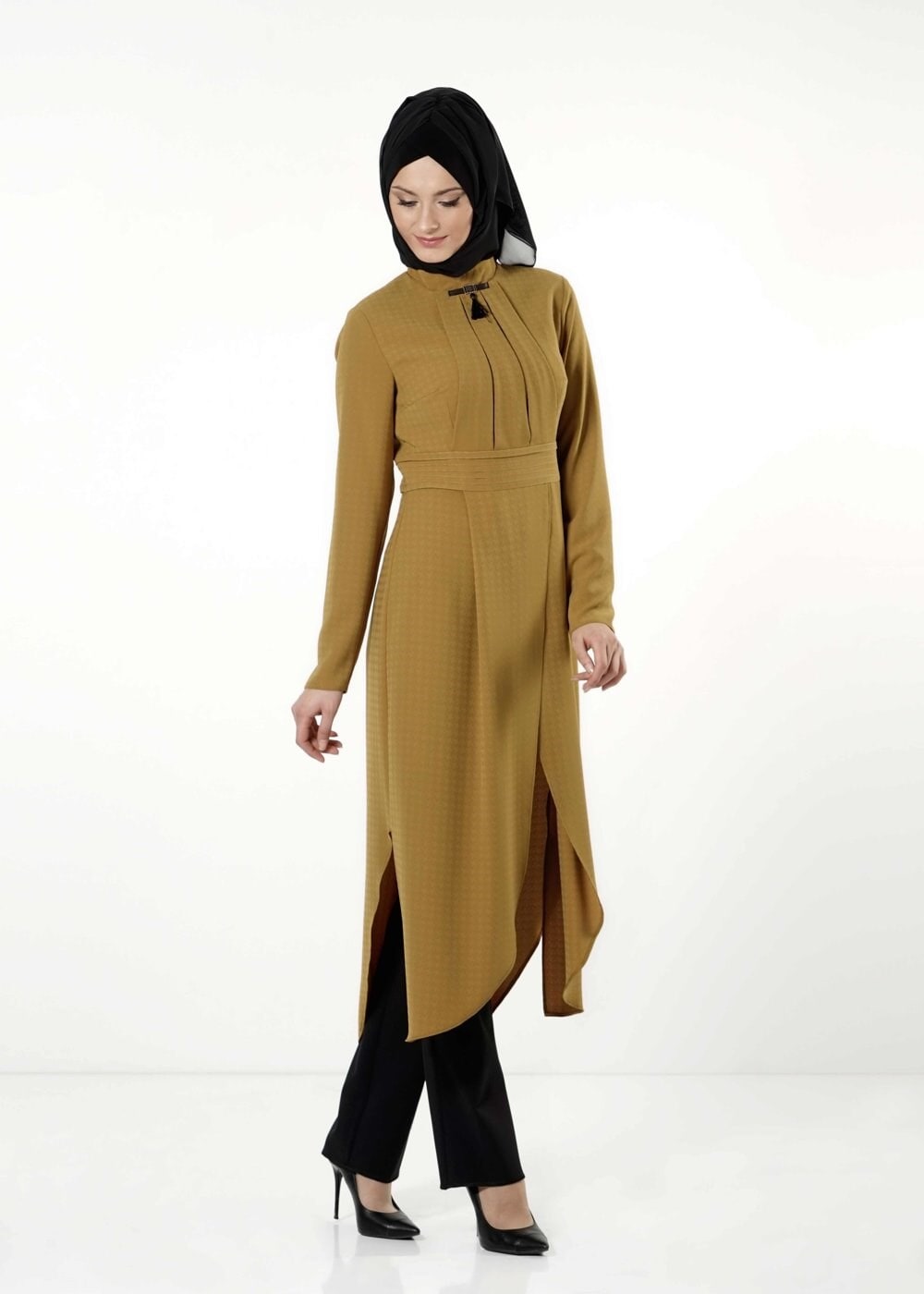 Tesettür giyim SARI 3176P TAKIM