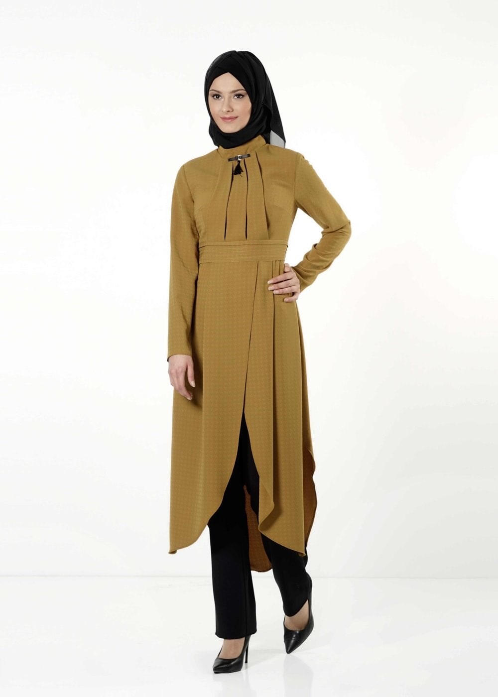 Tesettür giyim SARI 3176P TAKIM