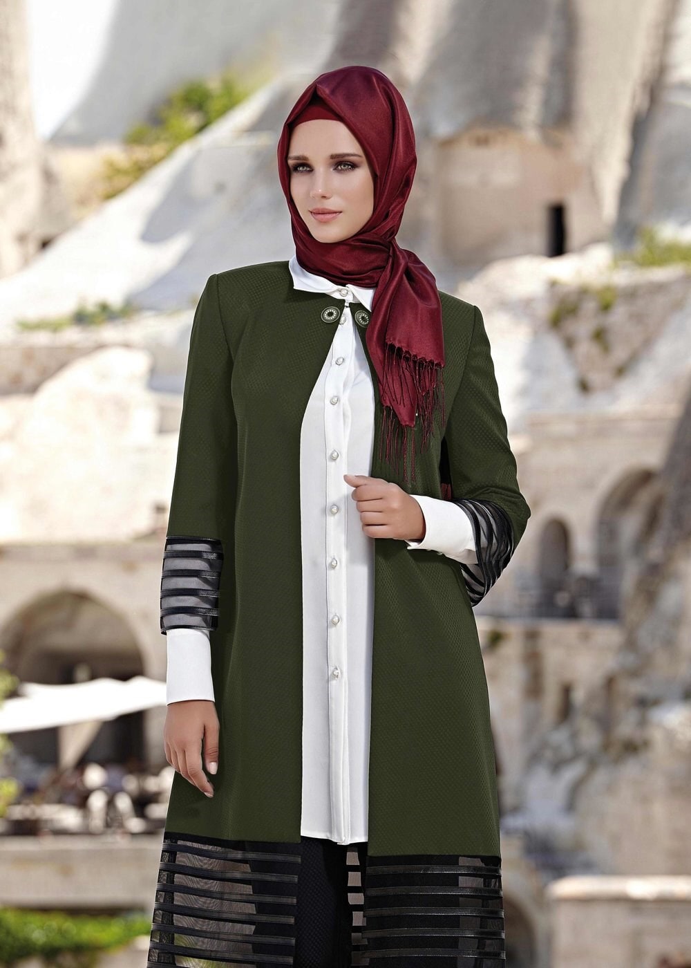 Tesettür giyim HAKİ 3178P TAKIM