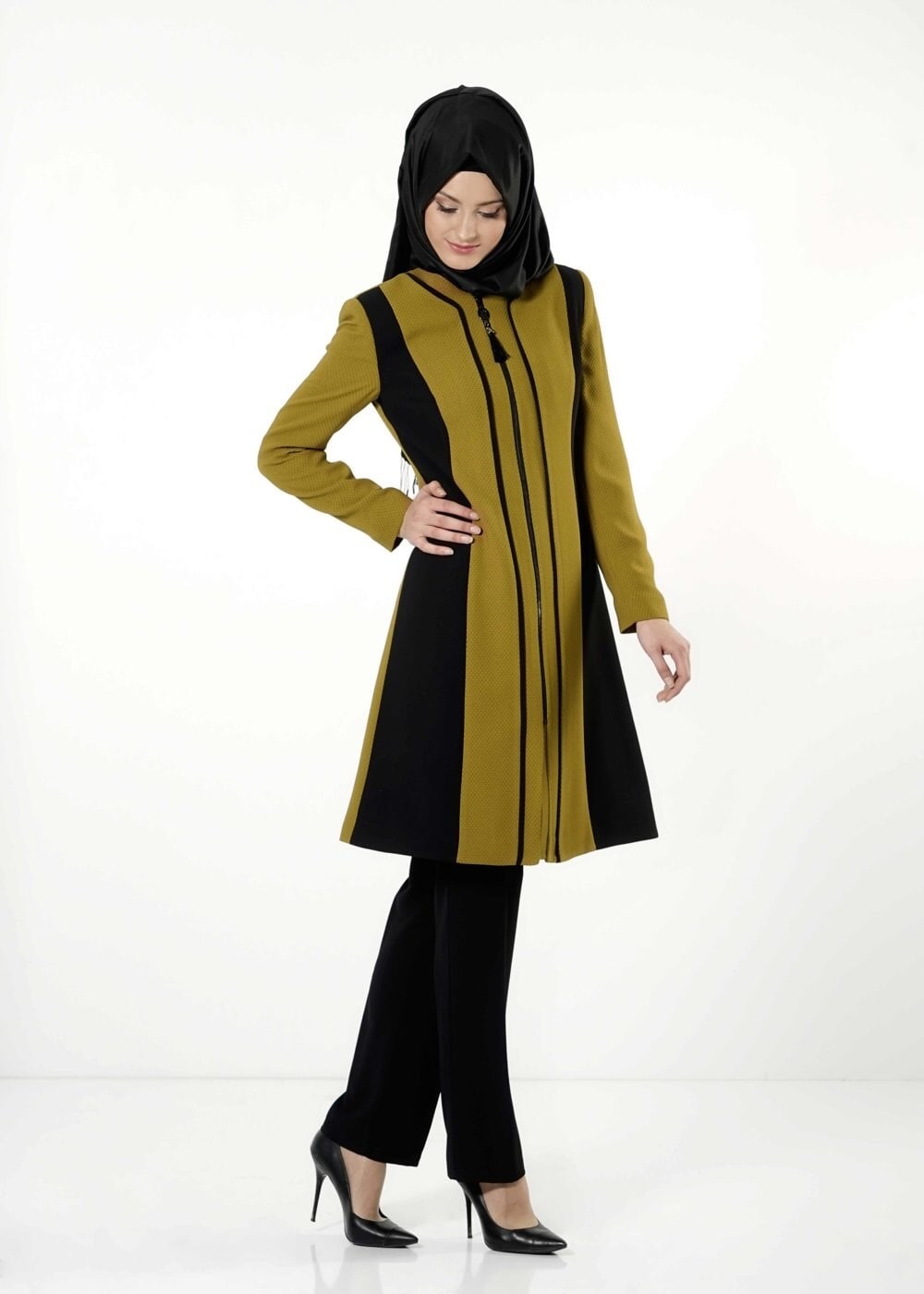 Tesettür giyim SARI 3179P TAKIM