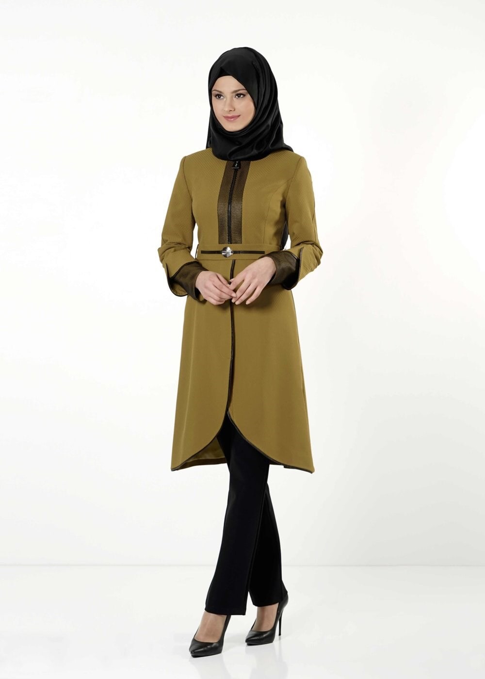 Tesettür giyim SARI 3180P TAKIM