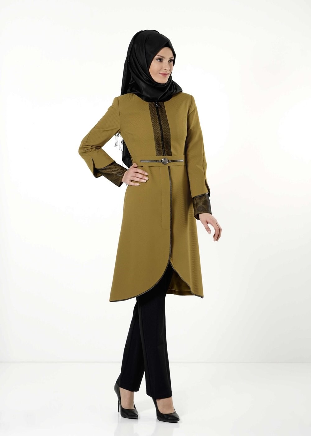 Tesettür giyim SARI 3180P TAKIM