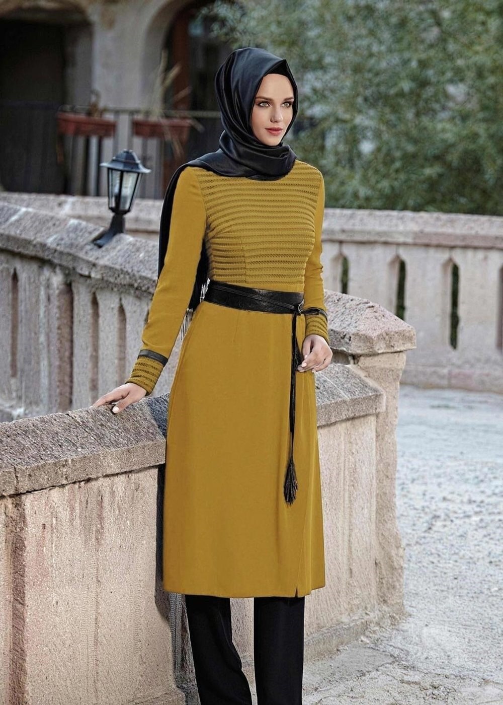 Tesettür giyim SARI 3181P TAKIM