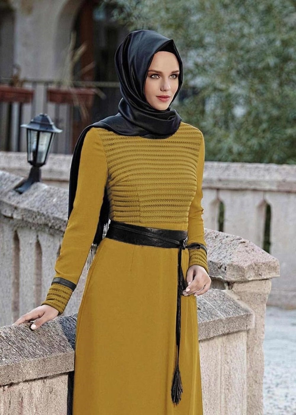 Tesettür giyim SARI 3181P TAKIM