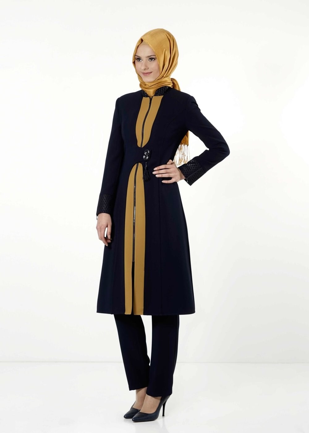 Tesettür giyim SARI 3187P TAKIM