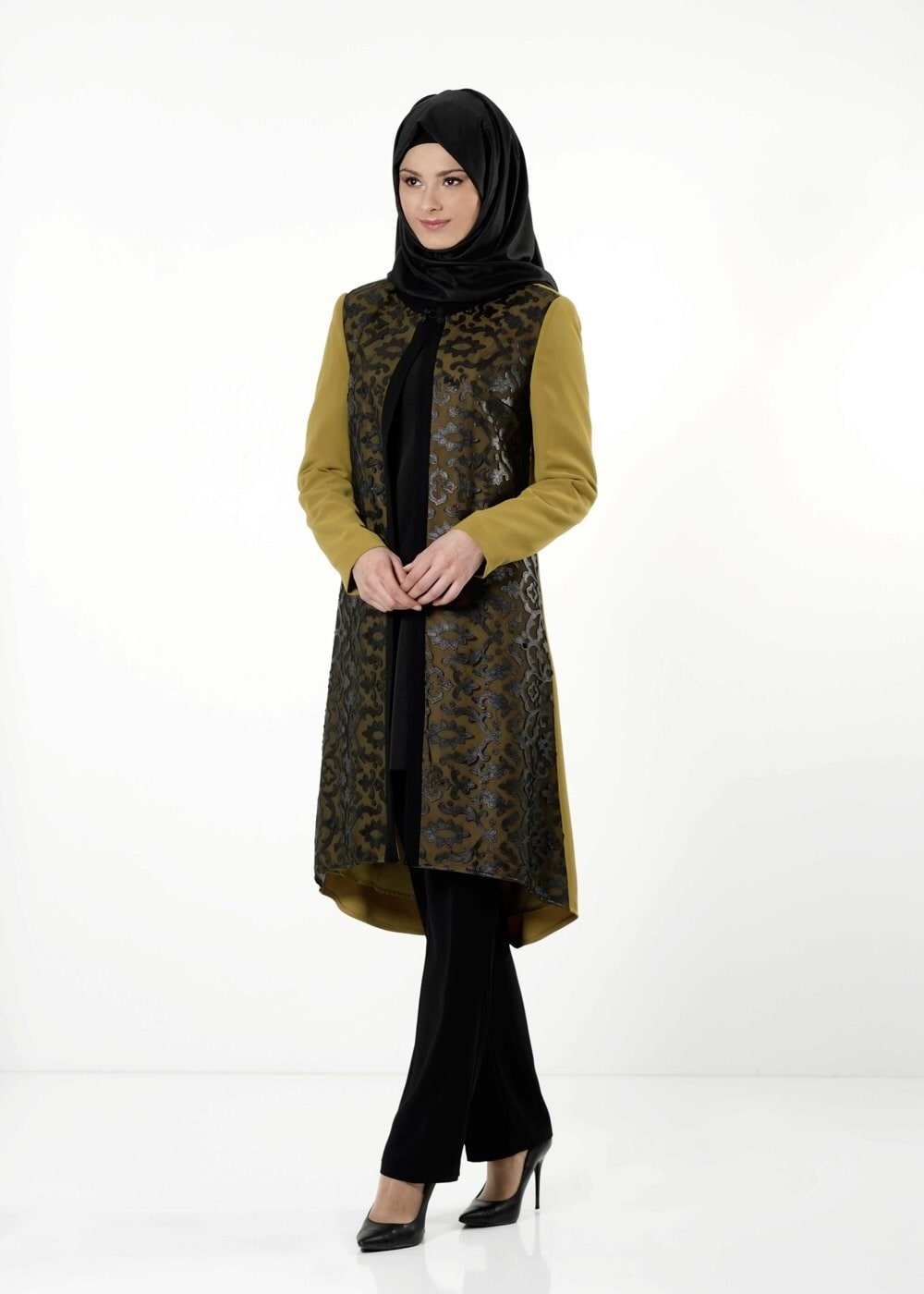 Tesettür giyim SARI 3193P TAKIM