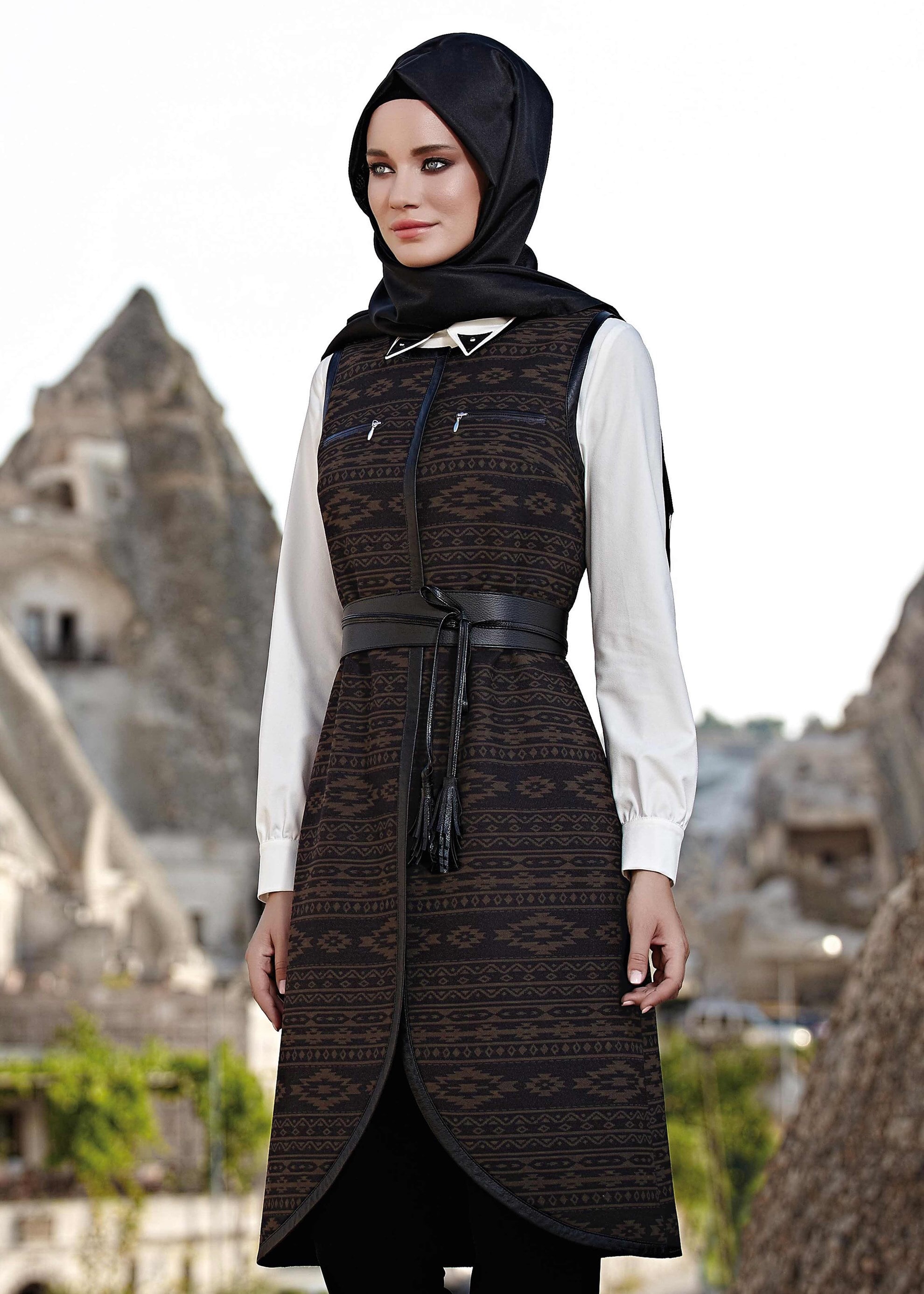 Tesettür giyim KAHVE 3195P TAKIM